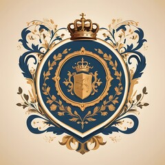 Ornate Heraldic Crest with Gold Crowns and Flourishes