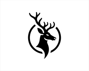 Deer head icon symbol vector illustration. Deer logo vector template. Silhouette deer logo design for T-shirts.