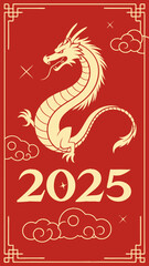    Chinese New Year,      Golden Red Dragon and Snake Design for Chinese New Year Celebration