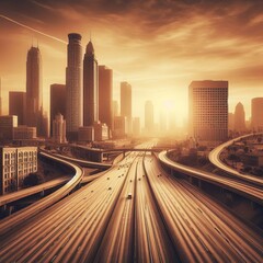 Fototapeta premium Sepia Vintage Highway Apply a sepia filter to a highway view giv