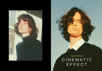 Cinematic Grain Poster Photo Effect Mockup