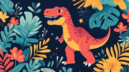 Vibrant Kid-Friendly Dinosaur Illustration