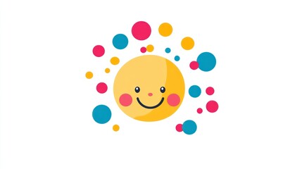Smiling Sun with Colorful Dots