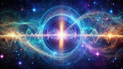 Fototapeta premium Abstract representation of a cosmic pulsar emitting rhythmic waves of cosmic energy, a cosmic heartbeat Extreme Close-Up