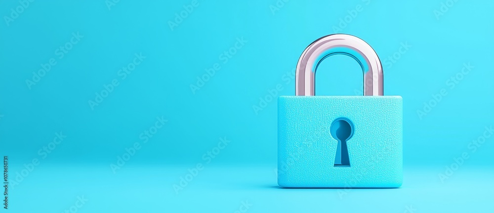 Poster data security padlock with keyhole on convergent point. security of data and information. integrated