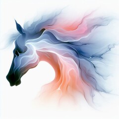 Luminogram Watercolor A luminogram outline of a horse's head fil