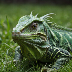 Fototapeta premium green iguana on a branch