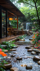 Tanzanian coffee meets Japanese tea cafe, restful. An oasis of calm, a flower garden, and a modern, clean environment