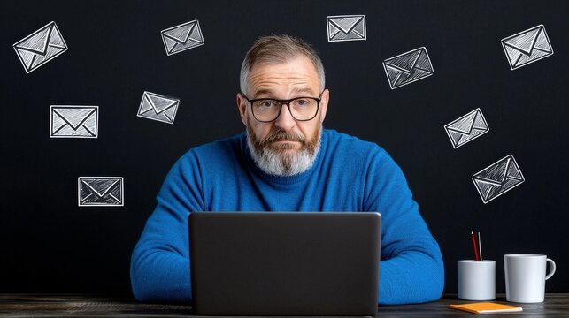 Inundated with emails, information overload, and digital stress, a man becomes overwhelmed with emails