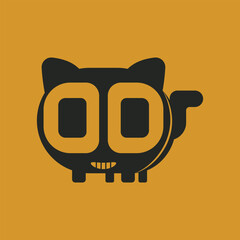 Smiling black cat with cute big eyes vector illustration