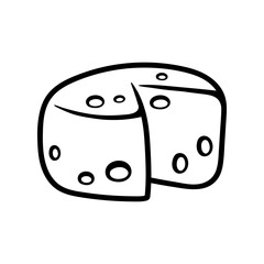 round cheese isolated drawing coloring line art style sketch classic vintage design illustration