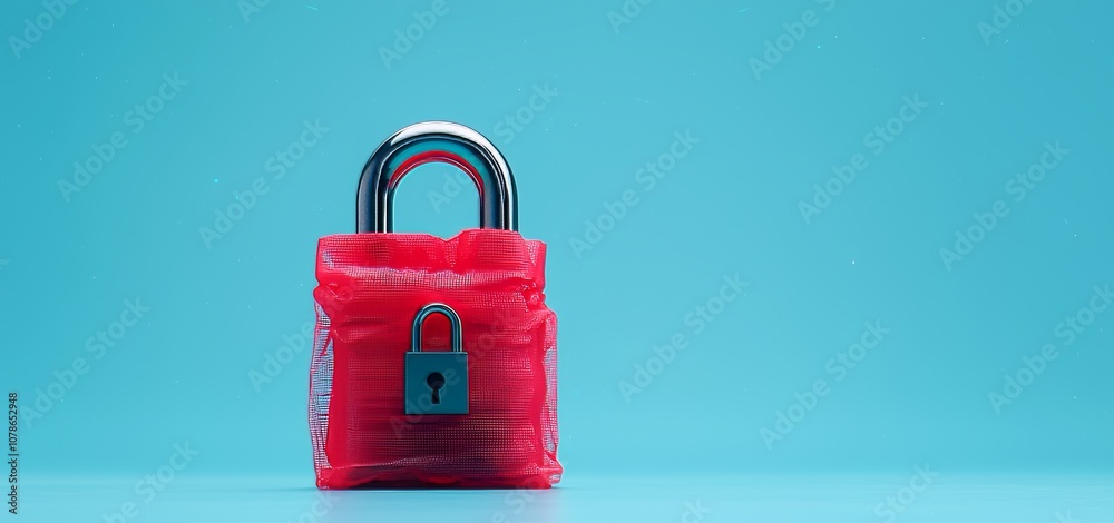 Poster an image featuring a digital padlock that represents data encryption and network security, set again