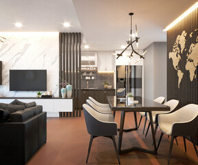 3d render living room