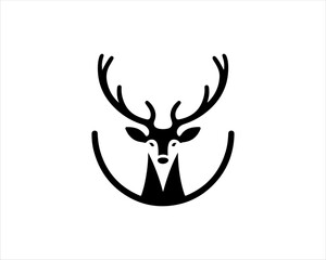 Deer head icon symbol vector illustration. Deer logo vector template. Silhouette deer logo design for T-shirts.