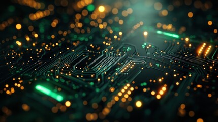 Obraz premium Abstract Circuit Board with Glowing Lights