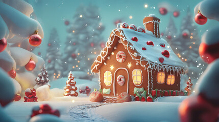 Gingerbread House Christmas illustration
