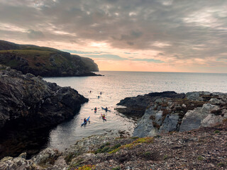 Cregneash, Isle of Man, Kayaking along the Irish Sea and Calf Sound at the Calf of Man.