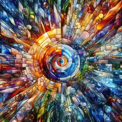 Vibrant Glass Fragments Collage using photos of glass with vibra