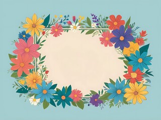 Obraz premium Colorful Floral Wreath with Blank Center
