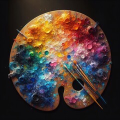 Paint Palette A painter’s palette filled with a rainbow of pai