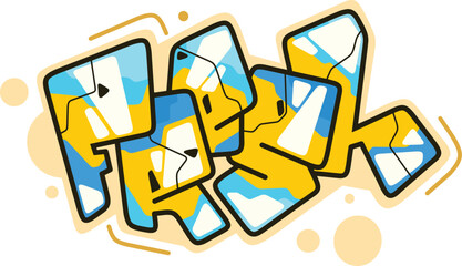 fresh word graffiti text sticker illustration