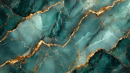 A textured surface featuring green and gold marble patterns.