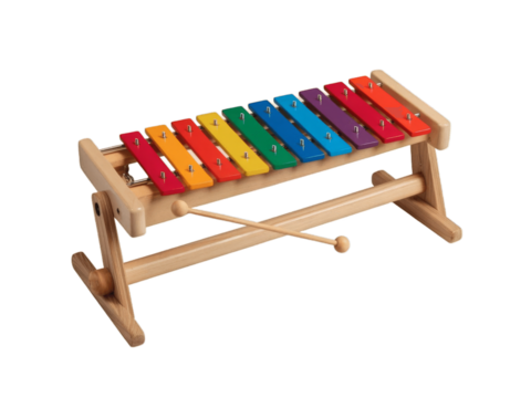 Vibrant Multicolored Xylophone on Wooden Stand – Bright Bars for Musical Inspiration and Playful Decor