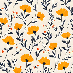 노란 꽃 플라워패턴