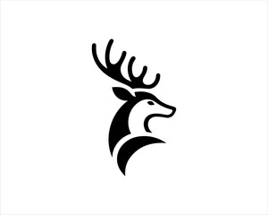 Deer head icon symbol vector illustration. Deer logo vector template. Silhouette deer logo design for T-shirts.