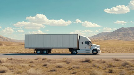 Semi Truck Driving on an Open Road
