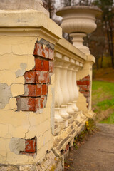 Crumbling ancient architecture in an autumn park