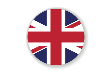 Obraz premium Flag of United Kingdom. English national symbol in official colors. Template icon. Abstract vector background. Round glass light ball, 3D big bubble, sphere
