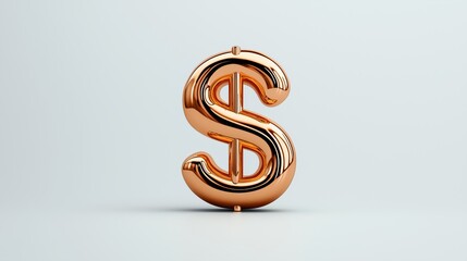 Obraz premium Shiny gold dollar sign symbolizing wealth and prosperity on a light background.