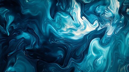 Obraz premium Abstract digital glow forming swirling light patterns in cool tones of blue and green.