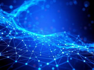 Fototapeta premium Futuristic 3D render of high tech particle network representing big data visualization concept, visualization, background