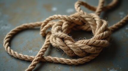 Obraz premium Close-Up of Natural Fiber Rope Tied Into a Noose