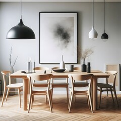 modern dining room with table