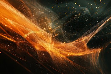 Bright digital glowing lines in space