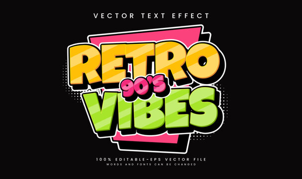 Retro vibes cartoon comic style,  editable vector text effect. Suitable for old vintage theme.