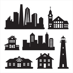 Fototapeta premium set of vector skyline silhouette