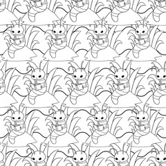 Fototapeta premium Cute Little Bookworm Inspired Repeat Pattern Design as Coloring Page 