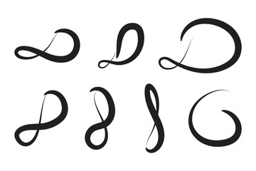 Vector hand drawn curvy lines on transparent background