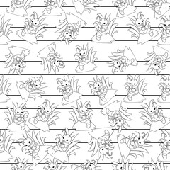 Cute Little Bookworm Inspired Repeat Pattern Design as Coloring Page
