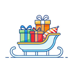 sled vector art,  flat illustration sled icon