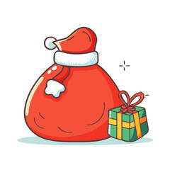 Santa's sack vector art,  flat illustration Santa's sack icon