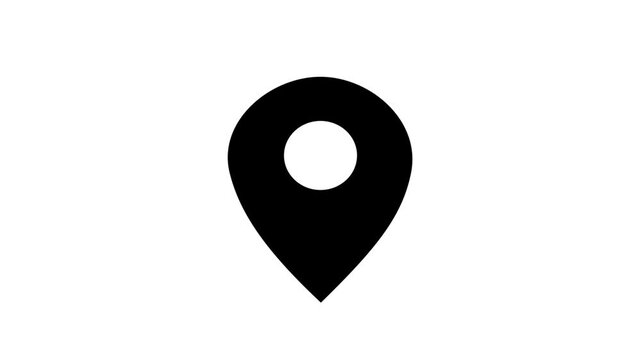 黒色の位置ピンが跳ねるループアニメーション（白背景）