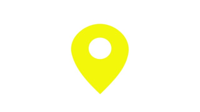 黄色の位置ピンが跳ねるループアニメーション（白背景）