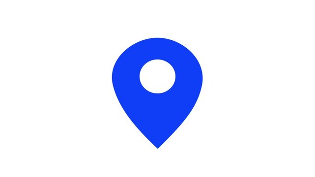 青色の位置ピンが跳ねるループアニメーション（白背景）