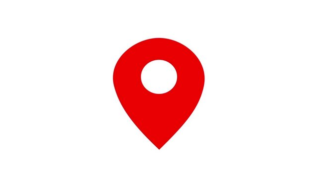 赤色の位置ピンが跳ねるループアニメーション（白背景）