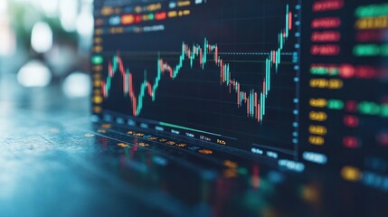 Financial stock market chart on a computer screen.